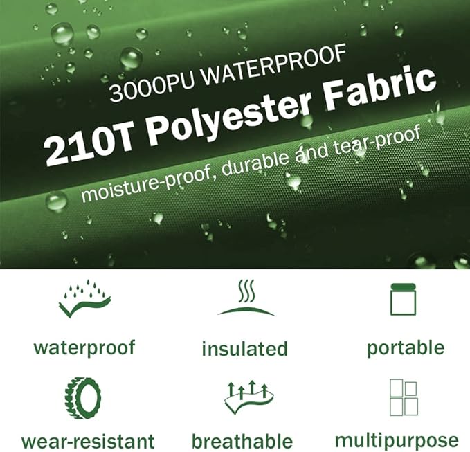 ayamaya Tent Footprint PU 3000 Waterproof Tent Ground Cloth Large Size for 2-8 Person Family Camping Tents Ground Sheet Mat with 6 Tent Stakes for Camping Hiking Picnic - 13x9FT /8x7FT /6x7FT /5x7FT