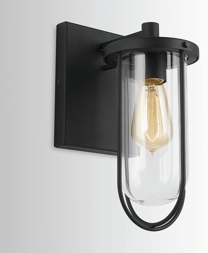 Capital Lighting 934211BK Corbin Clear Glass Outdoor Wall Sconce 1-Light 100 Watt 12 H x 6 W Black