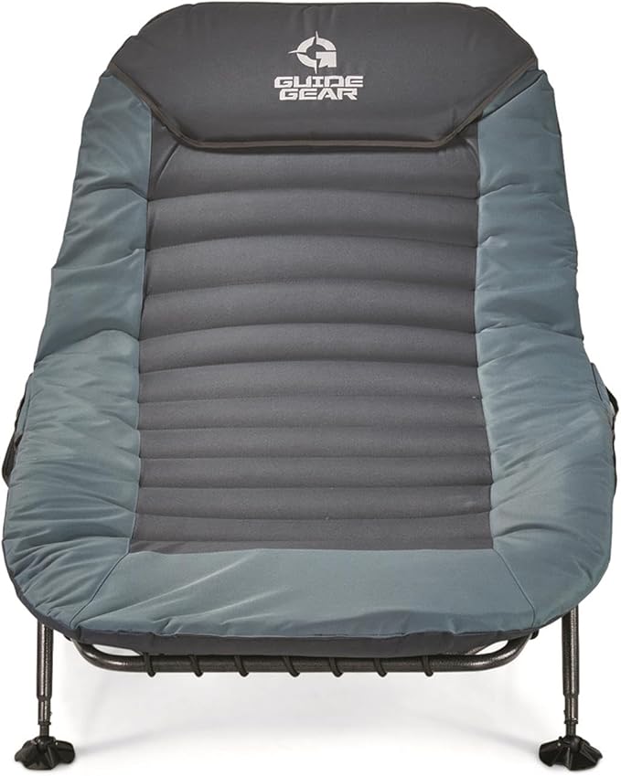 Guide Gear Ultimate Comfort Padded Camping Cot 400-lb. Capacity for Camping Fishing or by The Beach and Swimming Pool Blue