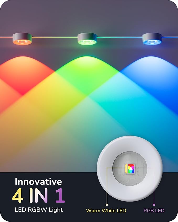 EDISHINE 60ft Permanent Outdoor Lights 40 LED Eave Light with App/Remote Smart Rainbow RGBW Holiday Light with 50 Scene Modes IP67 Waterproof for House Compatible with Alexa Google Assistant