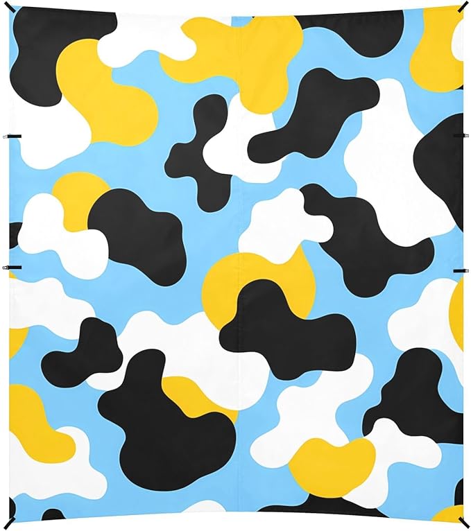 ALAZA Blue Yellow Cow Pattern Beach Tent Sun Shelter Portable Canopy Sunshade for Outdoor Camping Picnics Backyard Fun 10x9 ft