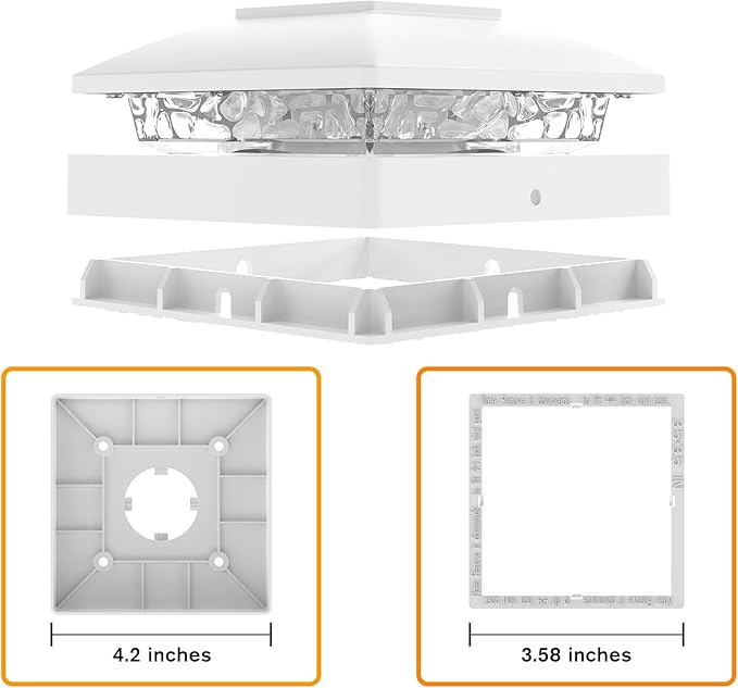 Solar Post Cap Lights Outdoor 6pack White Waterproof Solar Powered Deck Fence Post Lights Fit 4x4 Wood/Vinyl Posts Bright Warm White Solar Post Lights Decorate Deck Patio Porch Fence