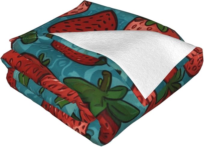 Strawberryies 50x40 Printed Soft Fleece Blanket for Sofa Bed and Camping - Cozy Blanket for Travel Picnics Nighttime Use