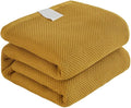 Bnitoam 100% Cotton Waffle Weave Blanket for Bed Couch Sofa 80x92 Soft Breathable Cooling Cellular Blanket for Adult Lightweight All Season Machine Washable Yellow (Yellow 80x92)