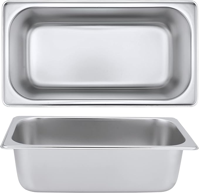 6 Pack Stainless Steel Steam Hotel Pan 1/3 Size 4 Inch Deep Anti-Jam Steam Table Pan for Restaurant Family Events Personal Catering Use 12.8 x 6.88 x 4 Inch