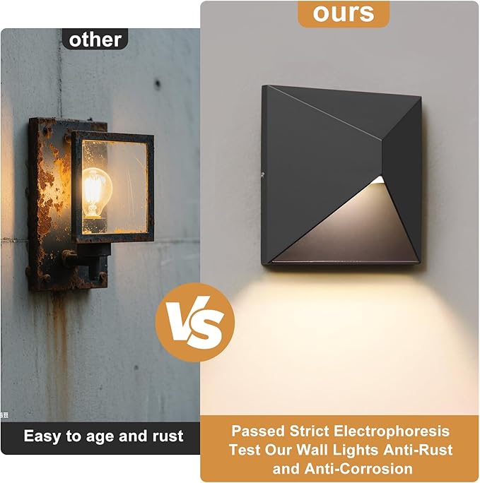 QQCherry Outdoor Light Fixture Wall Mount 8W LED Exterior Lighting fixtures for Outside Modern Front Porch Lights Waterproof Black Wall Sconce for House Patio Garage Doorway Entryway