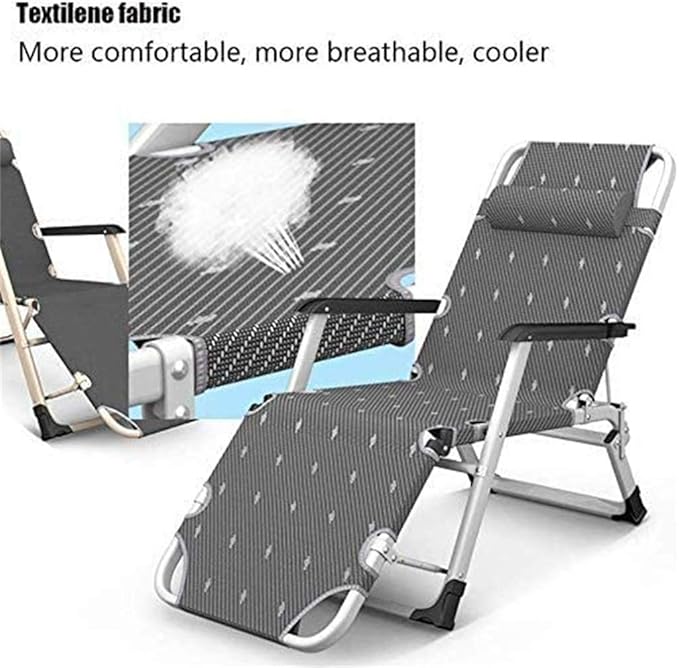 Sun Lounger Patio Folding Beach G Camping Fishing Recliner Chair Adjustable Detachable Headrest Pool/Outdoor Recliner Supporting 400 kgB