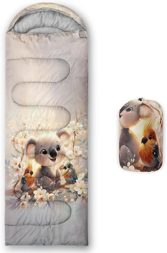 AILONEN Cartoon Camping Sleeping Bag for Boys Girls AdultsLightweight &amp Waterproof3 Season Warm &amp Cold WeatherPortablePrinted Sleeping BagTravelingCampingHiking