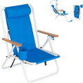 Backpack Beach Chair for Adults Portable Camping Chair with Backpack Straps Pillow and Cup Holder Outdoor Lightweight Folding Lawn Camping Chairs for Garden Patio Park PoolsideTravel Blue