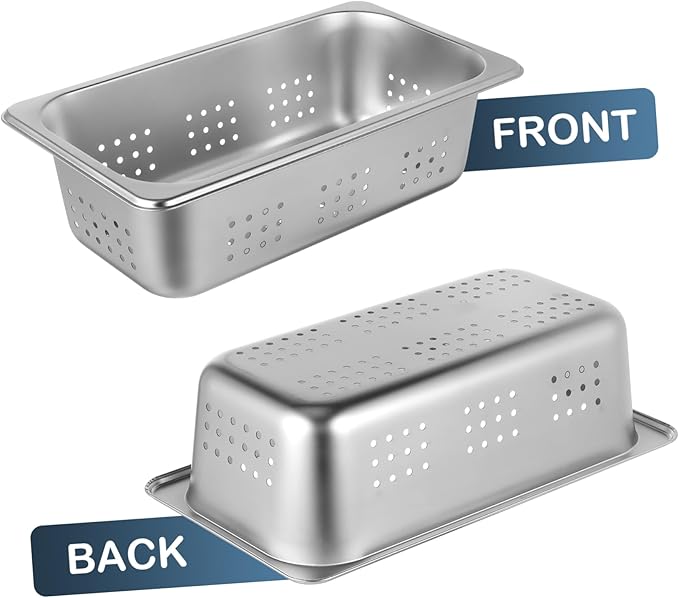 Commercial Steam Pans Set Perforated Deep Pan Stainless Steel Serving Tray Food Container