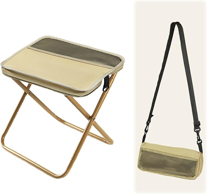Portable Folding Camping Stool 2026 New Foldable Portable Backpack Stool Collapsible Stool for Camping Lightweight Ultralight Pocket Chair for Travel Walking Fishing Picnic BBQ (Khaki Large)