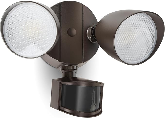 LUTEC 32W 3500 Lumen LED Security Lights Motion Sensor Light Outdoor 5000K Daylight IP65 Waterproof Dusk to Dawn Motion Detector Flood Light for Garage Yard Porch-Brown