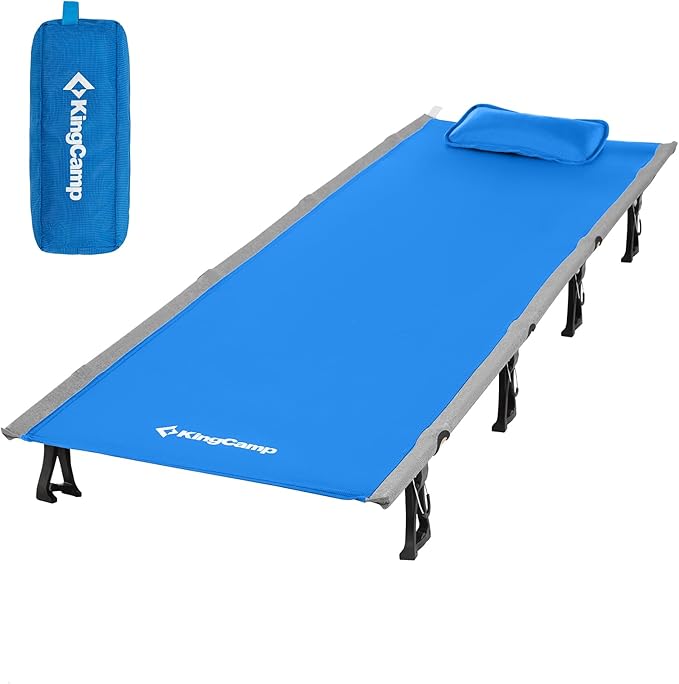 KingCamp Camping Cot Folding Portable Heavy Duty Ultralight Cots for Adults Camping Tent Hiking Backpacking Mountaineering Travel Indoor Outdoor Indoor Base Camp with Pillow Support 265 Lbs