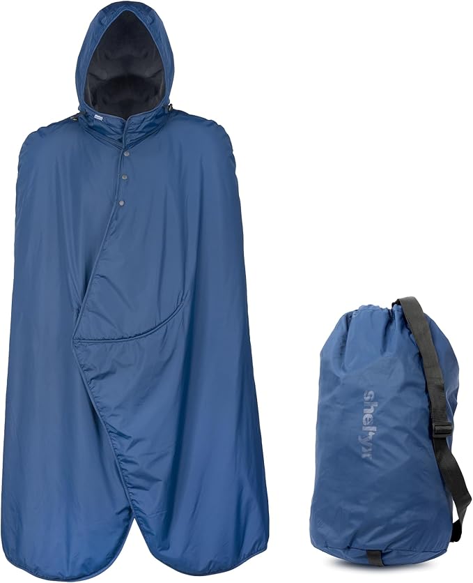 Shel'yx Hooded Stadium Blanket - Waterproof Windproof Fleece Sport Blanket - Extreme Weather Sideline Cape for Outdoor Events