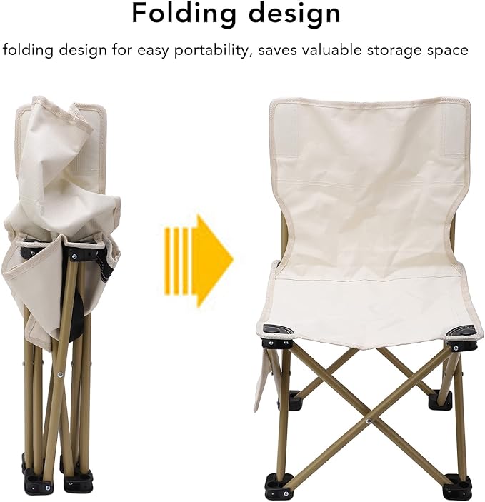 Diydeg Portable Camping Chair Folding Design Stainless Steel Frame Oxford Cloth Cushion Anti Slip Chair Feet Ideal for Outdoor Activities