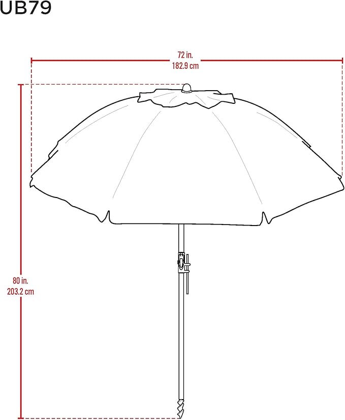 Tommy Bahama 6' UPF 50+ Tilt Beach Umbrella with Integrated Sand Anchor Wind Vent and Carry Bag