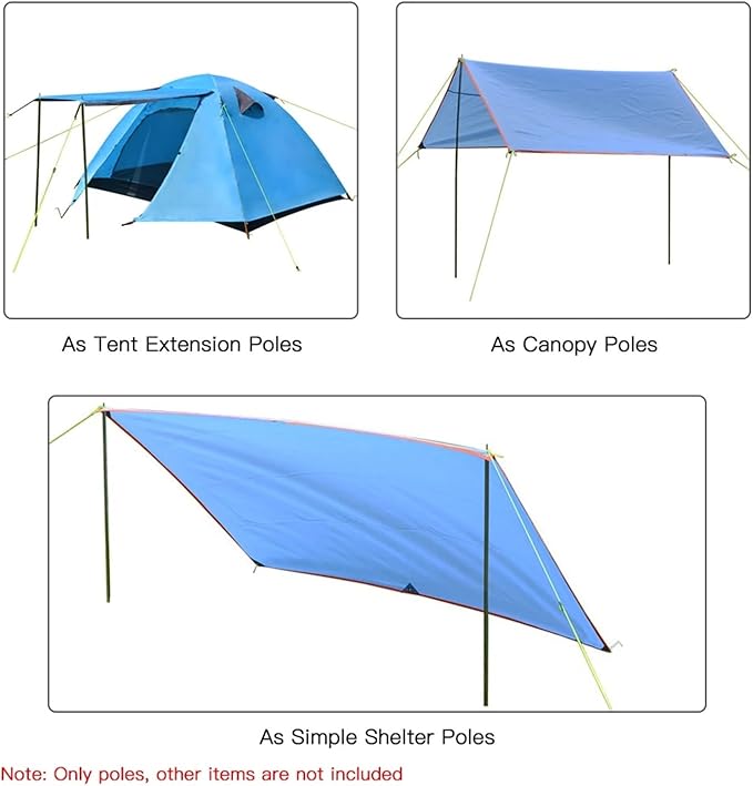 2PCS Adjustable 2M Tarp Poles Iron Thicken Stick Rack Rod Pole Outdoor Camping Ultralight Canopy Awning Tent Support Pole