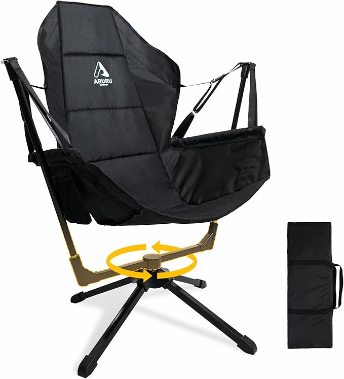 360-Degree Rotation Hammock Camping Chair Folding Swivel Chair for Adults Portable Outdoor Rocking Chair with Storage Bag for Travel Backyard Lawn Concerts Picnics &amp Sports Events