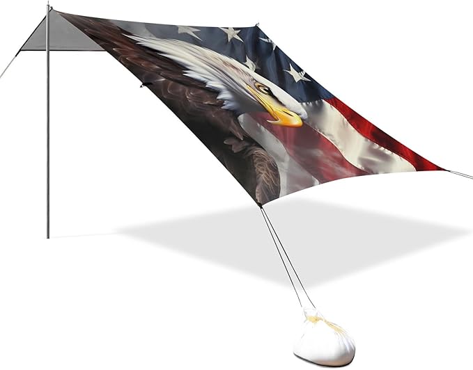 American Flag EagleCamping Sun Shelters 9.2 x 10.5 FT Beach Canopy Tent Sun Shade with Carrying Bag for Camping Trips Fishing Backyard Fun or Picnics 21340999