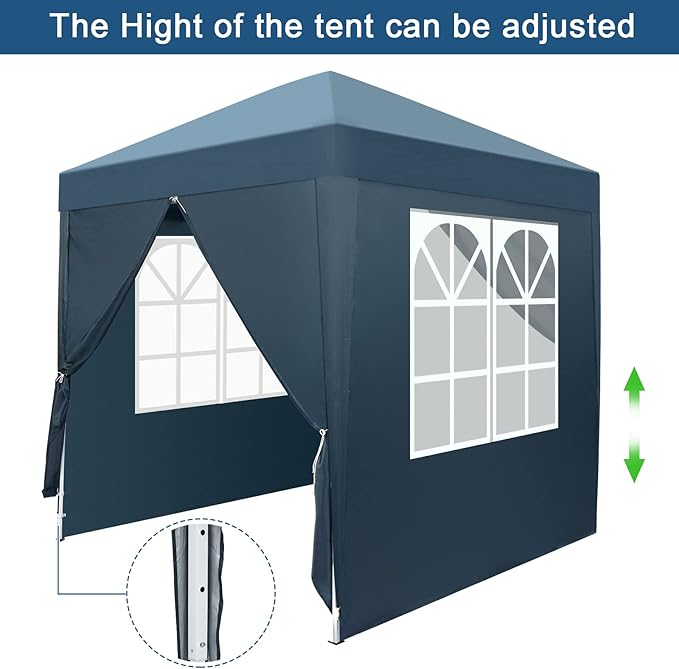 2x2m Gazebo with Sides Canopy Tent Outdoor Instant Shelter Folding Canopy Outdoor Party Tent Patio Canopy Tent Gazebo Outdoor Canopy Folding Garden Gazebo Party Tent (Blue)