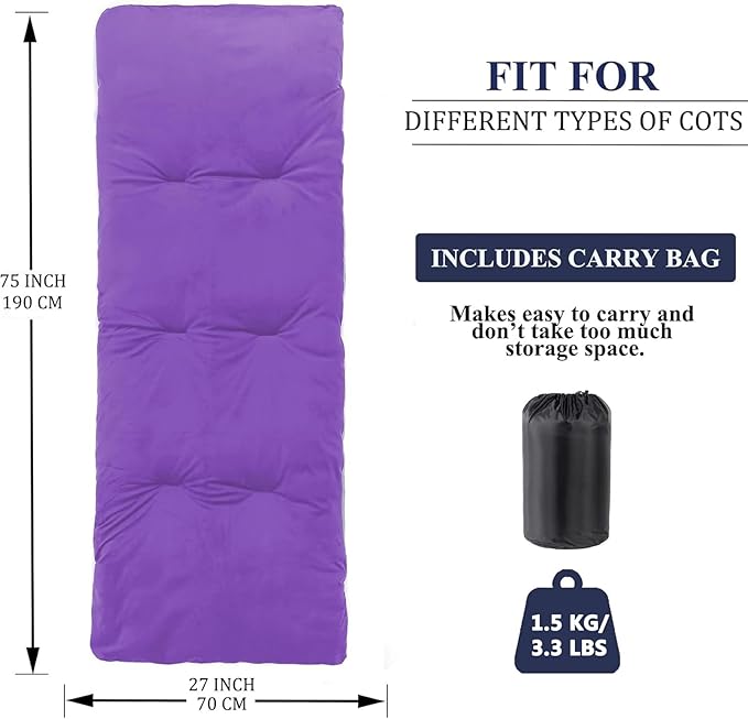 Gehannah Thick Camping Sleeping Pad Soft Comfortable Microfiber Camping Cot Pads for Adults Lightweight Foldable Sleeping mats for Traveling Hiking Backpacking Traveling
