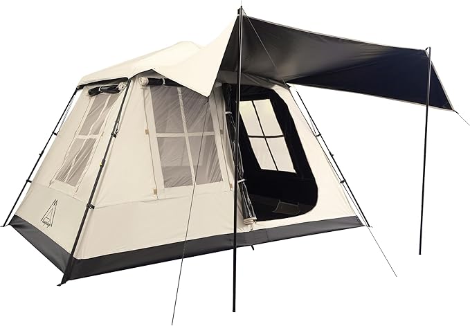 TENPLAY 2-4Person Instant Cabin TentPortable Pop Up TentOne-TouchSetup with 60sSpacious InteriorBlackCoatingWaterproof5000mmIncludes RainflyCanopy Blackout Tents for CampingHikingFamily