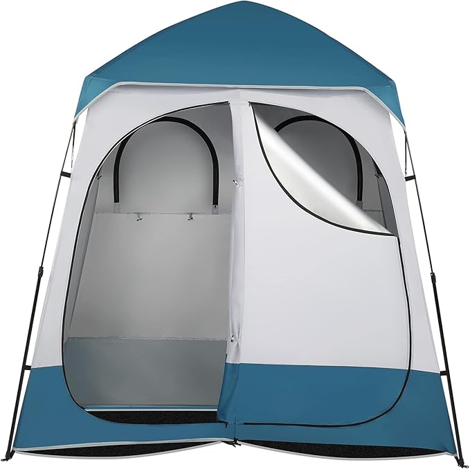 Vasitelan 2 Room Shower Tent 7.5 FT Instant Pop Up Shelter with Carrying Bag Privacy Changing Room Tent for Portable Toilet Easy Setup Perfecr for Camping Dressing Outdoor or Indoor