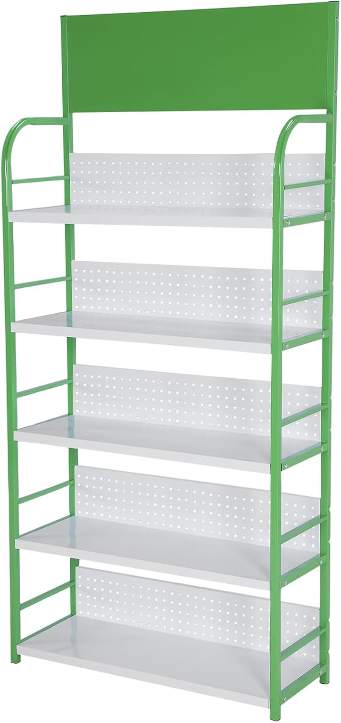 5 Tier Supermarket Large Sample Display Shelf with Signboard Retail Snack Display Rack for Kitchen Office and Convenience Store