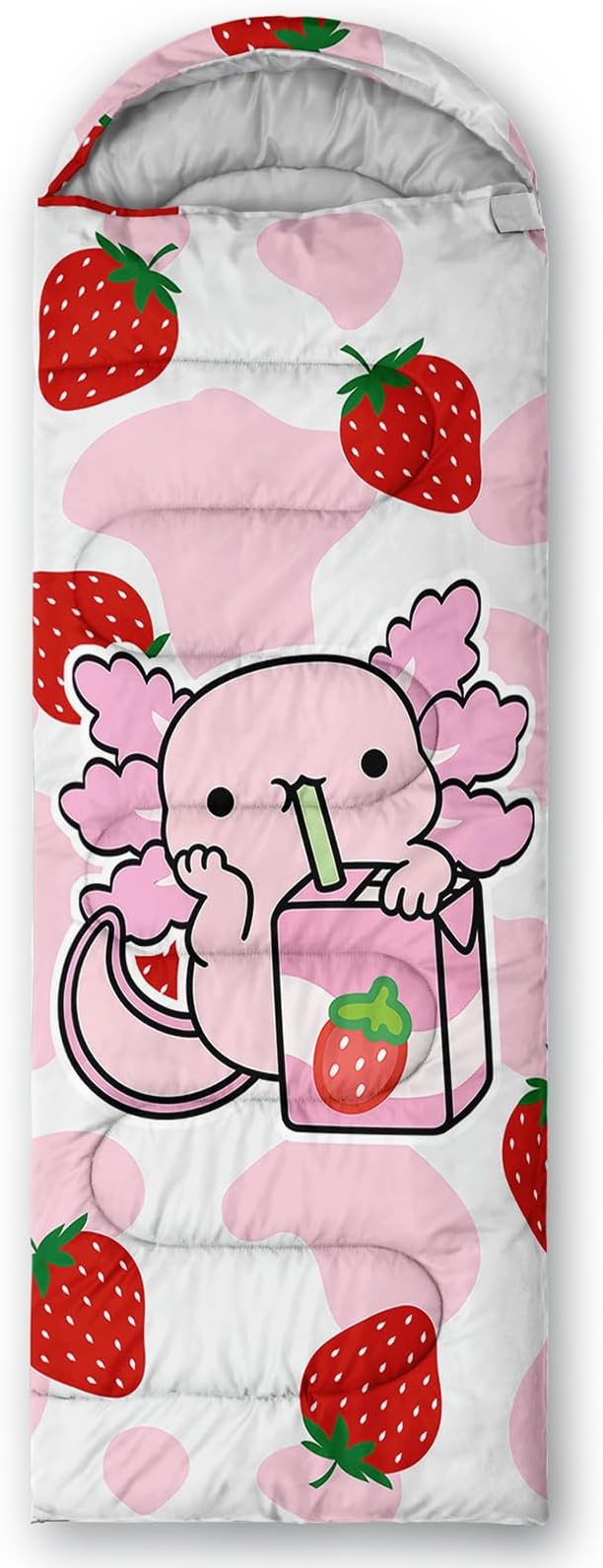QOOMO Axolotl Cute Camping Sleeping Bags3 Season Warm &amp Cool WeatherLightweightWaterproof Sleeping Bags for Adults &amp KidsTravelingand Outdoors