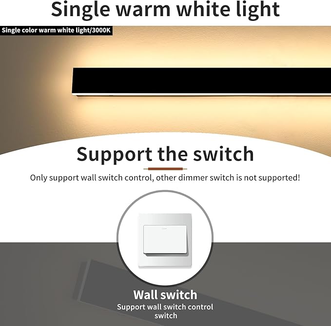Modern Outdoor Wall Light 39inch Exterior Wall Sconces 3000K Warm White Light Black Minimalist Style White Acrylic Panel IP65 Long Garage Lighting Fixtures for Gardens Front Porch