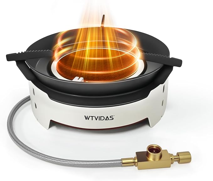 Camping Stove 3600W Portable Backpacking Stove with Piezo Ignition Fuel Canister Adapter Windproof Gas Stove for Camping Hiking Outdoor Cooking