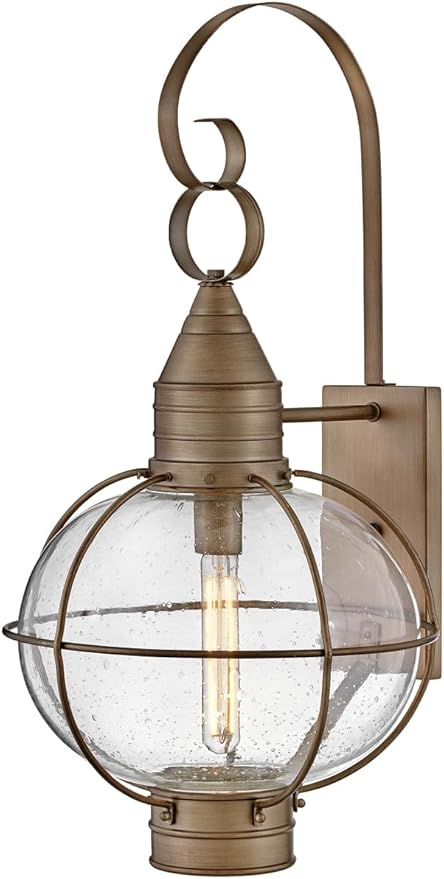 Hinkley Cape Cod 2205BU Large Outdoor Wall Mount Onion Lantern Clear Seedy Glass Wet Rated Burnished Bronze