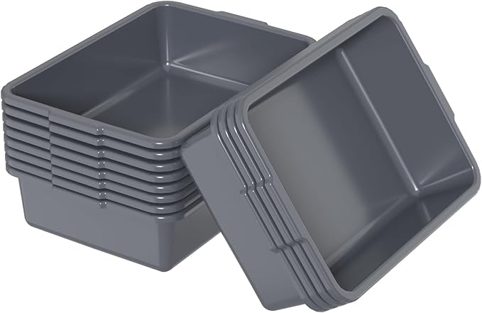 Morcte 12-Pack 13 L Commercial Bus Box Plastic Bus Tub/Wash Basin Gray