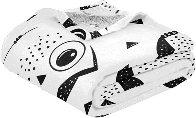 Throw Blanket For Bed Animal Owl Simple Line Art Cartoon Style Blanket Throws 50x70