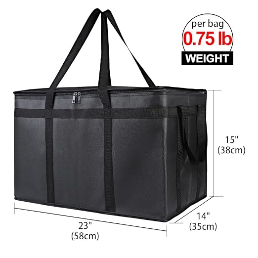 Bodaon 2-Pack Insulated Food Delivery Bag XXX-Large Meal Grocery Tote Insulation Bag for Hot and Cold Food Commercial Warming Large Capacity Reusable Shopping Bags Cooler Bags (Black + Black-Red)