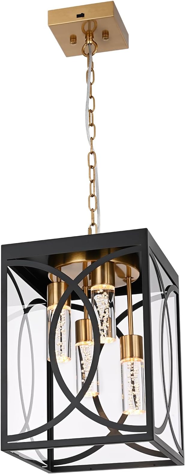 4-Lights Large 5CCT LED Outdoor Pendant Light Fixture Porch Hanging Lighting Build-in LED Chips Modern Exterior Lantern Chandelier Ceiling Mount for Patio Front Door
