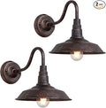 2-Pack Outdoor Gooseneck Barn Light 10 Retro Exterior Wall Light Iron Art Dome Farmhouse Wall Sconces Anti-Rust Waterproof Outdoor Light for House Porch Garage Entryway