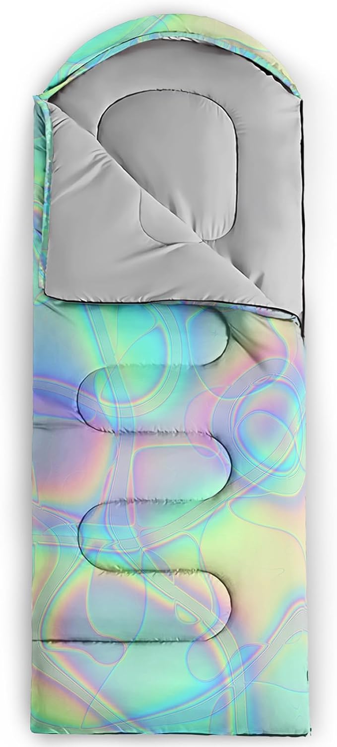 Kids Sleeping Bag for Boys GirlsBlue Ripples Print-Lightweight Warm Portable Outdoor Indoor-Waterproof Cold Weather Resistant Sleeping Bag for Camping Hiking