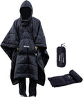 WildCall Hooded Camping Blanket with 3M Thinsulate Insulation Wearable Poncho Blanket Ultralight Foldable Quilt Sleeping Bag for Outdoor Hiking Stadium