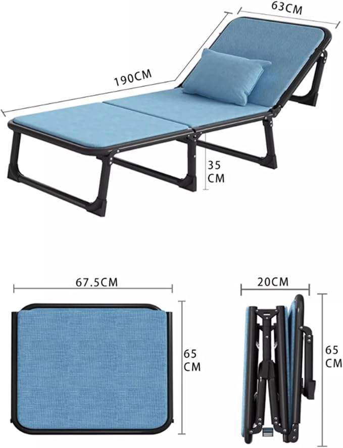 Camping cot Camping Cot Adjustable 6-Position Folded Bed Portable Rollaway Bed with a Pillow + dust Cover for Guest Room Small Apartment Folding cot