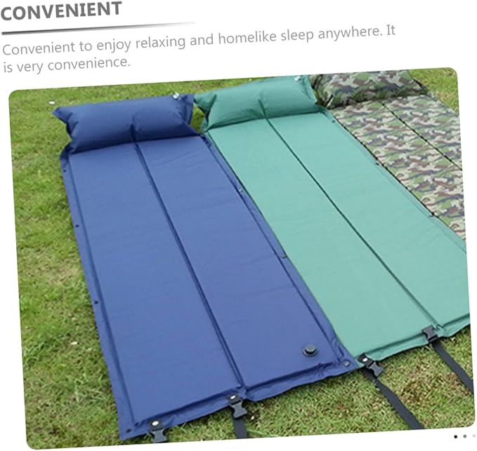 Inflatable Camping Sleeping Pad with Pillow Wear Resistant Sleep Mat Outdoor Tent Accessory for Picnic and Hiking Heat Insulation Camping Mattress