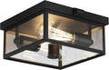 Outdoor Ceiling Light with Motion Sensor 12'' Flush Mount Porch Light Exterior Light Fixture with Clear Glass Dusk to Dawn 2-Light Fixture for PatioPorch