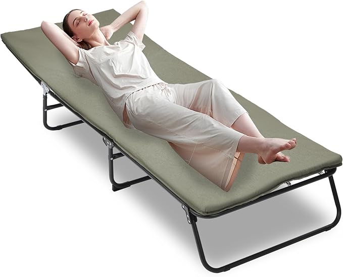 5-Angle Adjustable Camping Cot for Adults - Heavy Duty Outdoor Bed with 1200D Oxford Fabric &amp Carry Bag
