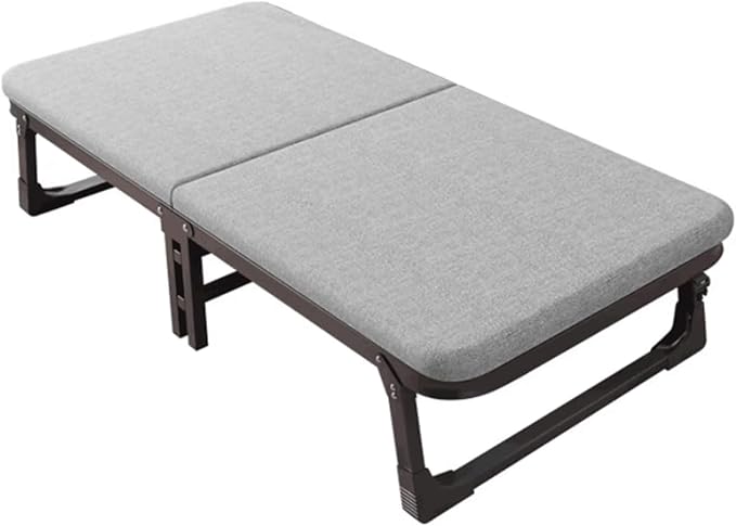 Cotton Linen Camping Bed with Pulley Latex Mattress Folding Cot for Sleeping Portable Folding Bed for Outdoor Camping/Office/Home