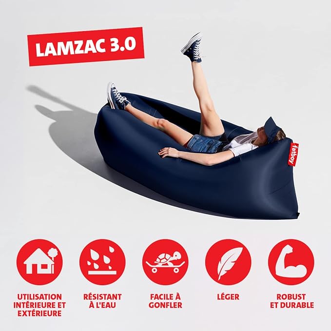 Fatboy Lamzac The Original Version 3.0 Inflatable Lounger with Carry Bag Dark Blue