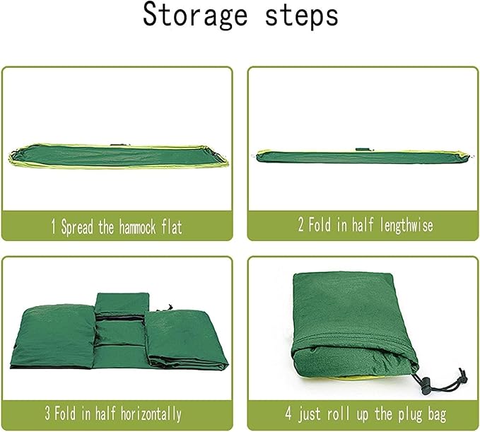 Portable Nylon Hammock Swing Chair Lightweight &amp Easy to Assemble with Straps Perfect for Summer Camping Travel Garden and Outdoor Relaxation (290x150cm)