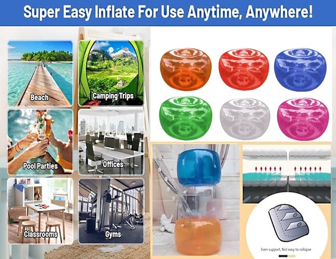 Inflatable Stool Outdoor Round Footrest Footstool with Foot Pump Portable for Patio Travel Camping Beach Vacation Swimming Pool(Rojo)