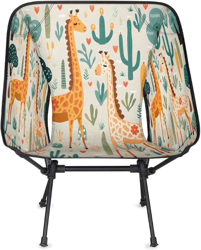Animal Giraffe Flowers Camping Chair Lightweight Portable Chairs for Adults Easy Installation Outdoor Foldable Camping Chair for Camping Fishing Hiking Picnic Beach
