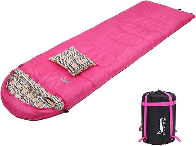 Desert &amp Fox Cotton Flannel Sleeping Bags with Pillow 4 Season Warm &amp Cold Weather Envelope Compression Sack Lightweight &amp Portable Backpacking Sleeping Bag for Outdoor Camping Hiking