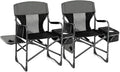 Tangkula Camping Chairs Folding Camp Chair with Side Table Cooler Bag Portable Outside Padded Lawn Chair for Travel Picnic Fishing Heavy Duty Oversized Director Chair for Adults Supports 400lbs